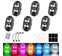 Flux - Wireless RGB LED Lights with Remote Control, 8 Colors, 10 Flash Modes, USB Charging, Anti-Collision Waterproof Emergency Warning Light for Drone, Car, Motorcycle, Bike (6-Light Set)