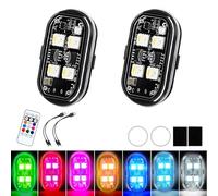 Flux - Wireless RGB LED Lights with Remote Control, 8 Colors, 10 Flash Modes, USB Charging, Anti-Collision Waterproof Emergency Warning Light for Drone, Car, Motorcycle, Bike (2-Light Set)