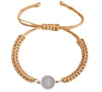 Fluxioxtna Cattolicesimo Benedetto Attraversato per Uomini Donne Battesimo Fede Regalo Gioielli Accessori Regolabile Catena a Mano Regolabile Braccialetto Intrecciato A Mano Battesimo