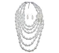 Fluxioxtna Collana lunga e orecchini alla moda imitazione perle collana moderna set di gioielli adatto per donne e ragazze alla moda