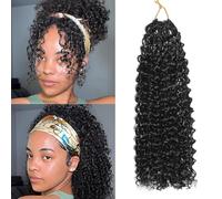 FLWAI Pre-Looped Micro Kinky Curly Crochet Hair 8 Pack 12 Inch Wavy Curly Synthetic Twist Extensions for Black Women (1B)