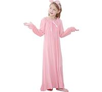 Flwydran Camicia da notte da bambina, a maniche lunghe, morbida, per famiglie, Rosa 2, 6-7 Anni