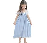 Flwydran Camicia da notte per bambine pigiameria abiti da notte in pizzo principessa abiti da notte, Blu, 5-6 Anni