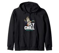 Fly Chill, Cool Colorful Mallard Duck Illustrayion Graphic Felpa con Cappuccio