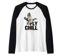 Fly Chill, Cool Colorful Mallard Duck Illustrayion Graphic Maglia con Maniche Raglan