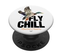 Fly Chill, Cool Colorful Mallard Duck Illustrayion Graphic PopSockets PopGrip Adesivo