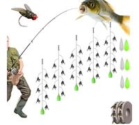 Fly Fishing Bait, Multi-Hook Artificial Fly Fishing Lure Set, with 2 Throwing Aids, Hook Soft Bait Add Fish Attractant Gear Freshwater, for All Kinds of Fish (7 hooks,5pcs)