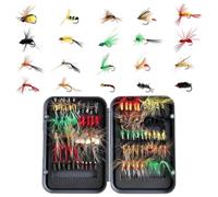 Fly Fishing Lure Kit - ABS 100-Pack 9.5x14x2.7cm | Assorted Wet | Hook Box Organizer | Trout Bass Fly Set For Stream Lake River Angling Fishing Gear