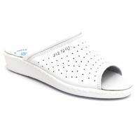 FLY FLOT 26034 BLU BIANCO Ciabatte Punta Aperta Pelle Zeppa Donna Sanitarie