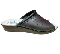 FLY FLOT 26034 BLU BIANCO Ciabatte Punta Aperta Pelle Zeppa Donna Sanitarie