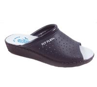 FLY FLOT 26034 BLU BIANCO Ciabatte Punta Aperta Pelle Zeppa Donna Sanitarie
