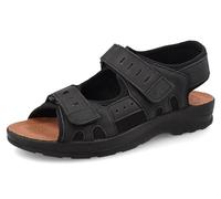 Fly Flot Alberobello, Sandali Uomo Stretch in Microfibra, con Strappo Regolabile, Sottopiede Anti-Shock Imbottito in Pelle, Nero, 43 EU