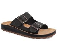 Fly Flot Alvignano, Ciabatte Uomo in Ecopelle, con Due Fibbie Regolabili, Sottopiede in Pelle, Nero, 43 EU