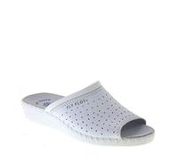 FLY FLOT 26034 BLU BIANCO Ciabatte Punta Aperta Pelle Zeppa Donna Sanitarie