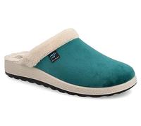Fly Flot | Bio Style Woman, Pantofole Donna con Bordo in Ecopelliccia, Ciabatta con Tomaia in Velluto, Sottopiede in Microfibra Antishock, Smeraldo, 39