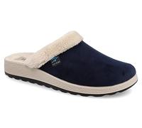 Fly Flot | Bio Style Woman, Pantofole Donna con Bordo in Ecopelliccia, Ciabatta con Tomaia in Velluto, Sottopiede in Microfibra Antishock, Blu, 35