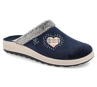 Fly Flot | Bio Style Woman, Pantofole Donna con Cuore Tartan, Ciabatta con Tomaia in Velluto, Sottopiede in Microfibra Antishock, Blu, 38