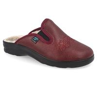 Fly Flot | Bio Style Woman, Pantofole Donna con Elastico e Ricami, Ciabatte con Tomaia Foderata in Vera Lana e Sottopiede in Vera Lana, Prugna, 38