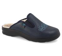 Fly Flot | Bio Style Woman, Pantofole Donna con Elastico e Ricami, Ciabatte con Tomaia Foderata in Vera Lana e Sottopiede in Vera Lana, Blu, 36