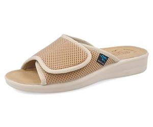 Fly Flot Cabiate, Ciabatte Donna in Rete Elastica, con Strappo Regolabile e Aperte in Punta, Sottopiede in Pelle, Beige, 40