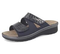 Fly Flot Carmagnola, Ciabatte in Ecopelle Traspirante Air Flot, con Doppio Strappo Regolabile, Sottpiede in Pelle Estraibile, Sandali Donna, Blu, 37 EU