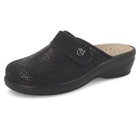 Fly Flot Ciabatta Donna con Tomaia Stretch e Chiusura a Strappo Regolabile, Sottopiede Estraibile in Pelle, Sandali, Nero, 37 EU