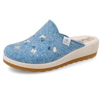 Fly Flot Ciabatta Donna in Lana con Fiorellini, Sottopiede Antishock, Sandali, Turchese, 35 EU