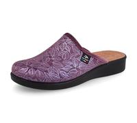 Fly Flot Ciabatta Donna in Morbida Microfibra con Foglie, Sottopiede Imbottito Anti-Shock in Pelle, Suola in Piumatec 3,5cm, Viola, 36 EU