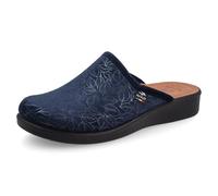 Fly Flot Ciabatta Donna in Morbida Microfibra con Foglie, Sottopiede Imbottito Anti-Shock in Pelle, Suola in Piumatec 3,5cm, Blu, 39 EU