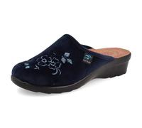 Fly Flot Ciabatta Donna in Morbida Microfibra con Ricamo, Sottopiede Imbottito Anti-Shock in Pelle, Suola in Poliuretano 4cm, Turchese, 40 EU