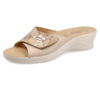 Fly Flot Ciabatta Donna in Morbida Microfibra con Strappo Regolabile, Sottopiede in Pelle Antishock, Fodera Traspirante, Beige, 39 EU