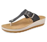 Fly Flot Ciabatta Donna Infradito in Microfibra con Fibbia Regolabile, Fodera Traspirante Air Flot e Sottopiede in Pelle, Nero, 39 EU