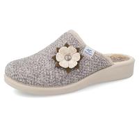 Fly Flot Ciabatta Donna Invernale in Tessuto con Applicazione Floreale, Sandali, Grigio Chiaro, 39 EU