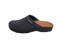 Fly Flot | Man Professional, Zoccoli Sanitari Uomo, Ciabatta con Tomaia in Pelle Forata, Sottopiede in Cuoio, Blu, 40