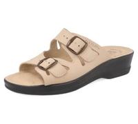 Fly Flot Barbariga, Ciabatte Donna in Microfibra, Traspiranti, con Doppia Fibbia Regolabile, Sottopiede in Pelle, Sandali, Beige, 37 EU
