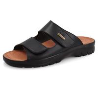 Fly Flot Ciabatte Uomo in Microfibra Elastica con Strappo Regolabile, Sottopiede Imbottito Antishock in Pelle, Nero, 44 EU