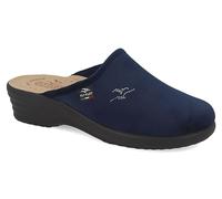 Fly Flot | Classic Woman, Pantofole Donna con Logo Strass, Ciabatta con Tomaia in Velluto, Sottopiede imbottito in Pelle Antishock, Blu, 39