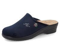Fly Flot | Classic Woman, Pantofole Donna con Logo Strass, Ciabatta con Tomaia in Velluto, Sottopiede imbottito in Pelle Antishock, Blu, 40