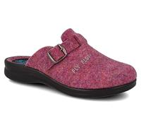 Fly Flot | Classic Woman, Pantofole Donna Ricamata, Ciabatta in Feltro Sintetico con Tomaia in Pet Riciclato e Fibbia Regolabile, Sottopiede in Panno, Fucsia Scuro, 40