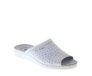 Fly Flot Donna 26034BC Pelle Traforata Ciabatta Pantofola Sanitaria Calzata Comoda (Bianco, Numeric_37)
