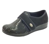 Fly Flot | Full Slipper Woman, Pantofole Donna Animalier con Strappo Regolabile, Ciabatta con Tomaia Stretch Adattiva in Microfibra Elasticizzata, Sottopiede in Microfibra, Nero, 42