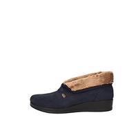 Fly Flot | Full Slipper Woman, Pantofole Donna con Bordo in Ecopelliccia, Tomaia in Morbida Microfibra e Peluche, Sottopiede in Peluche, Blu, 35