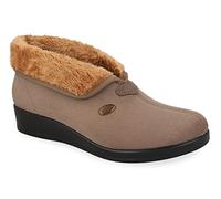 Fly Flot | Full Slipper Woman, Pantofole Donna con Bordo in Ecopelliccia, Tomaia in Morbida Microfibra e Peluche, Sottopiede in Peluche, Rovere, 35