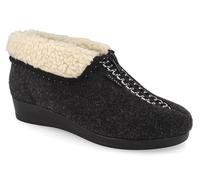 Fly Flot | Full Slipper Woman, Pantofole Donna con Cerniera, Tomaia in Vera Lana, Sottopiede Estraibile in Microfibra, Nero, 37