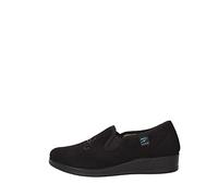 Fly Flot | Full Slipper Woman, Pantofole Donna con Fiore Ricamato, Tomaia in Morbida Microfibra e Peluche con Elastico Regolabile, Sottopiede in Microfibra Antishock, Nero, 37