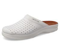 Fly Flot | Man Professional, Zoccoli Sanitari Uomo, Ciabatta con Tomaia in Pelle Forata, Sottopiede in Cuoio, Bianco, 45
