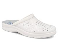 Fly Flot | Man Professional, Zoccoli Sanitari Uomo, Ciabatta con Tomaia in Pelle Forata, Sottopiede in Pelle Scamosciato, Bianco, 47