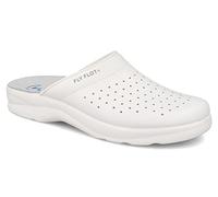 Fly Flot | Man Professional, Zoccoli Sanitari Uomo, Ciabatta con Tomaia in Pelle Forata, Sottopiede in Pelle Scamosciato, Bianco, 45