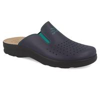 Fly Flot | Man Professional, Zoccoli Sanitari Uomo con Elastico Regolabile, Ciabatta con Tomaia in Pelle Forata, Sottopiede imbottito in Pelle Antishock, Blu, 41