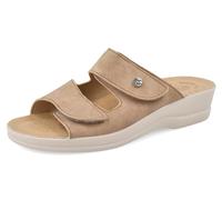 Fly Flot Montappone, Ciabatte Donna in Microfibra, Traspiranti, con Doppio Strappo Regolabile, Sottopiede in Pelle, Sandali, Beige, 38 EU